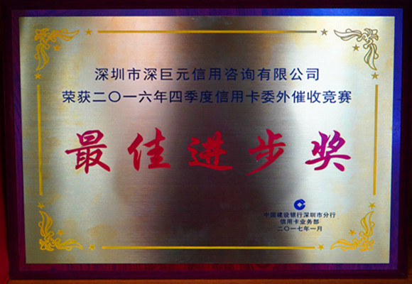 中國(guó)建設(shè)銀行“最佳進(jìn)步獎(jiǎng)”